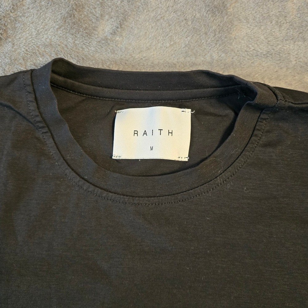 Raith Black Cotton T-Shirt Men M Minimalist Basic Casual Streetwear‎ Tee Comfort - Picture 3 of 11